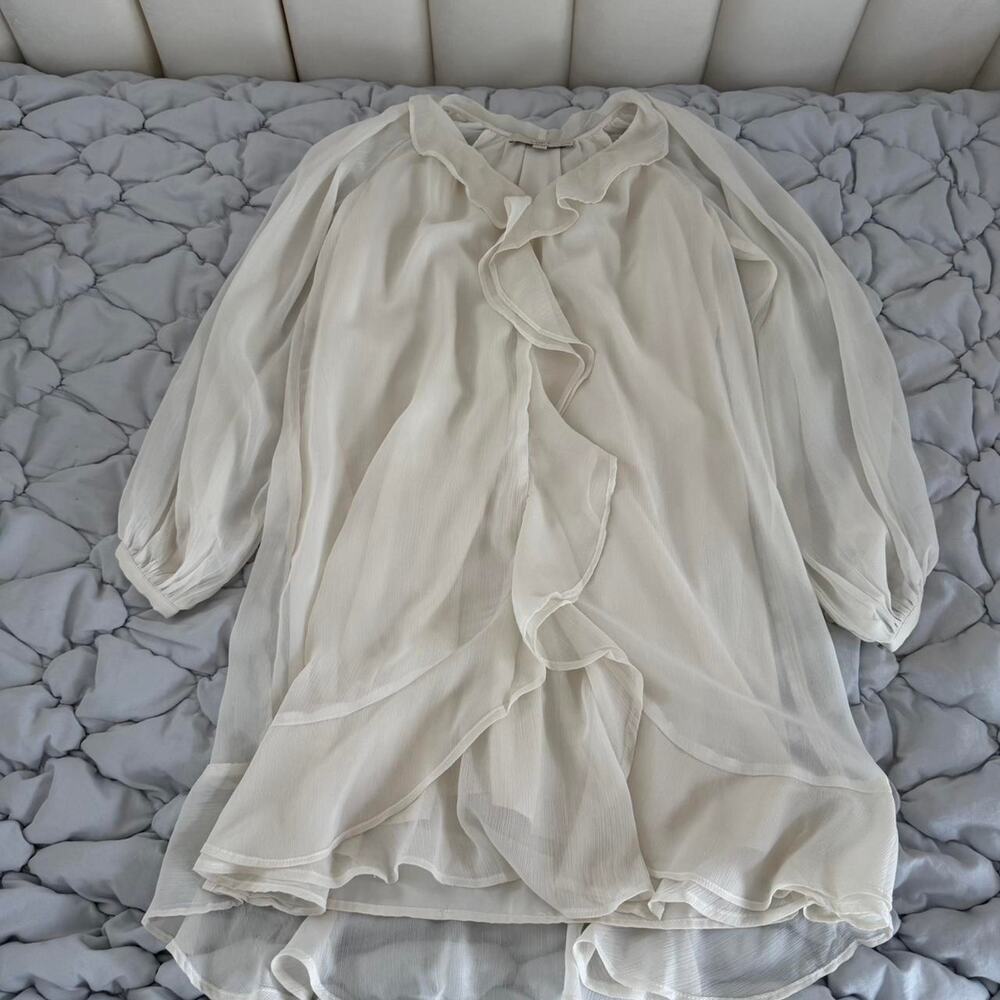 Loft White/Cream Ruffle Dress - Size XXS petite but could fit XS